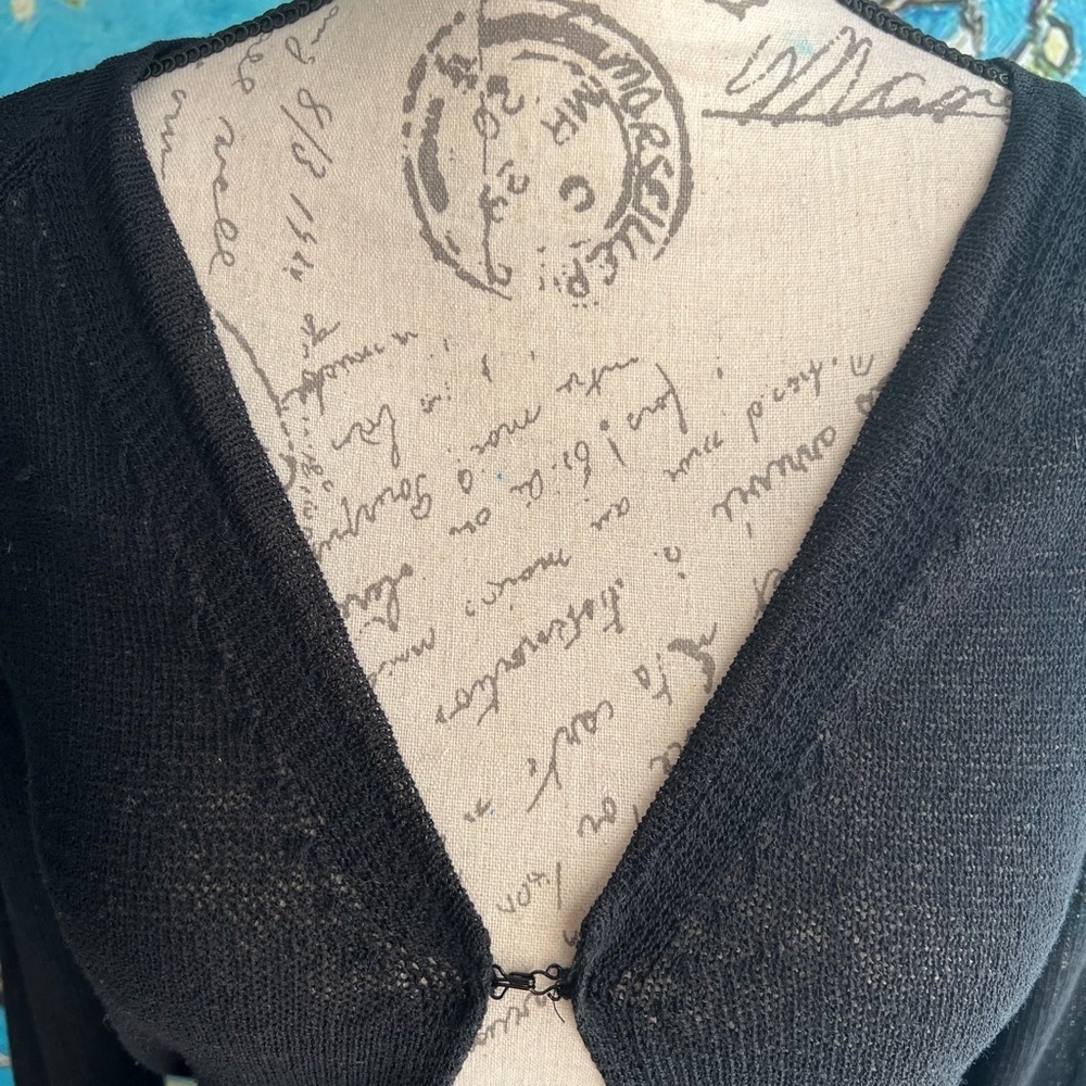 Vintage, Moda SZ S, black, full length, sweater with chainmail style cuff. - Picture 7 of 12